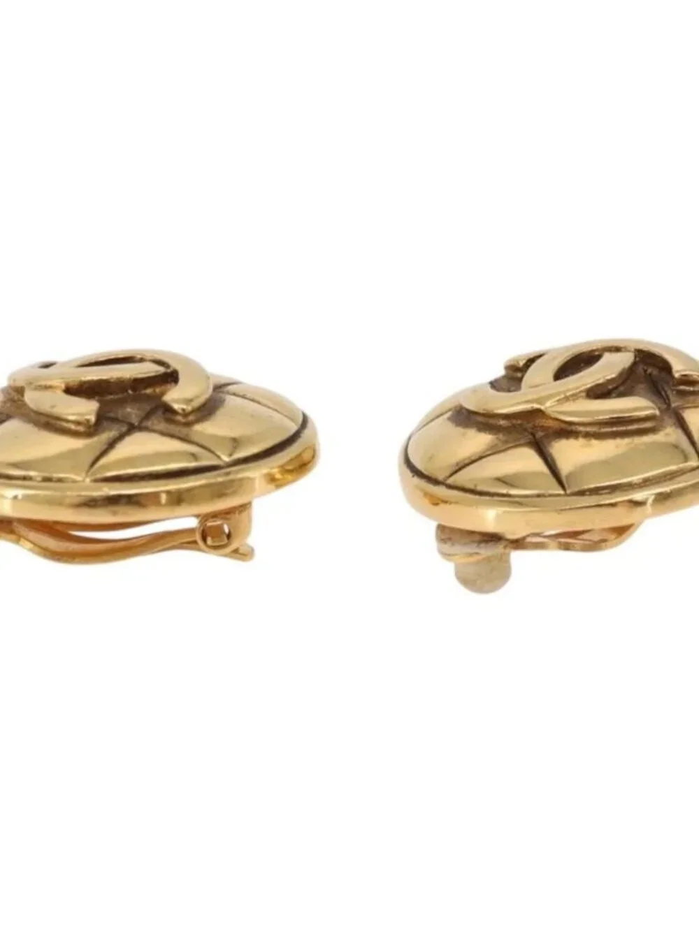 CHANEL Earring metal Gold Tone CC Auth 184007V